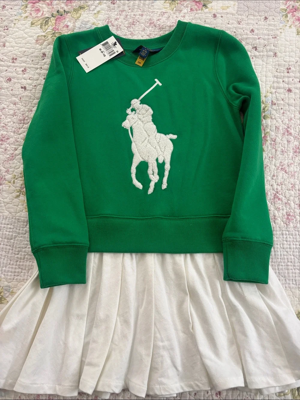 Ralph Lauren Girls' Green Sweatshirt with White Polo Player